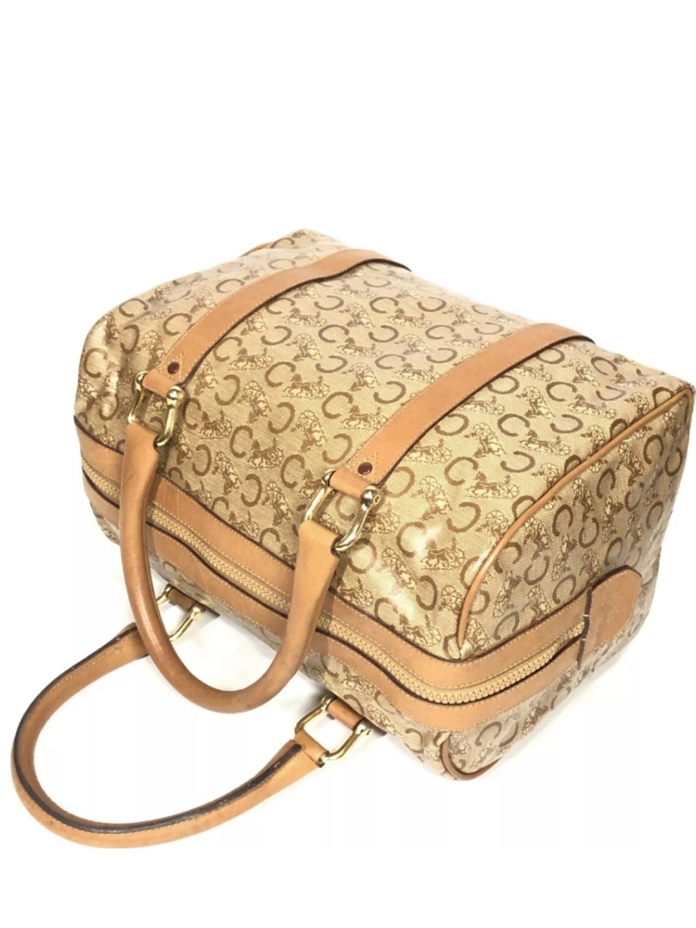 Authentic Vintage Celine Macadam Boston Bag Horse Carriage Satchel - Picture 6 of 14
